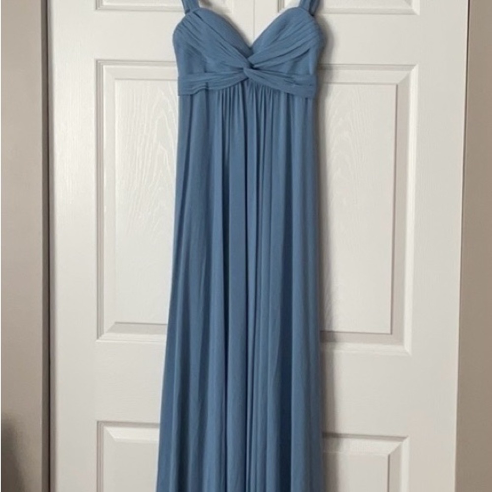 BCBGMaxAzria Slate Blue Pleated Bodice Sweetheart Formal Gown Dress Sz S
